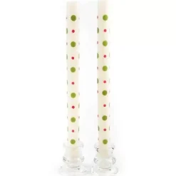 MacKenzie-Childs Small  Large Dots Dinner Candles - Red  Green - Set of 2< Holiday|Candles & Fragrances