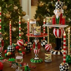 MacKenzie-Childs Small  Large Dots Dinner Candles - Red  Green - Set of 2< Holiday|Candles & Fragrances