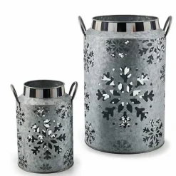 MacKenzie-Childs Snowflake Large Galvanized Metal Lantern< Outdoor