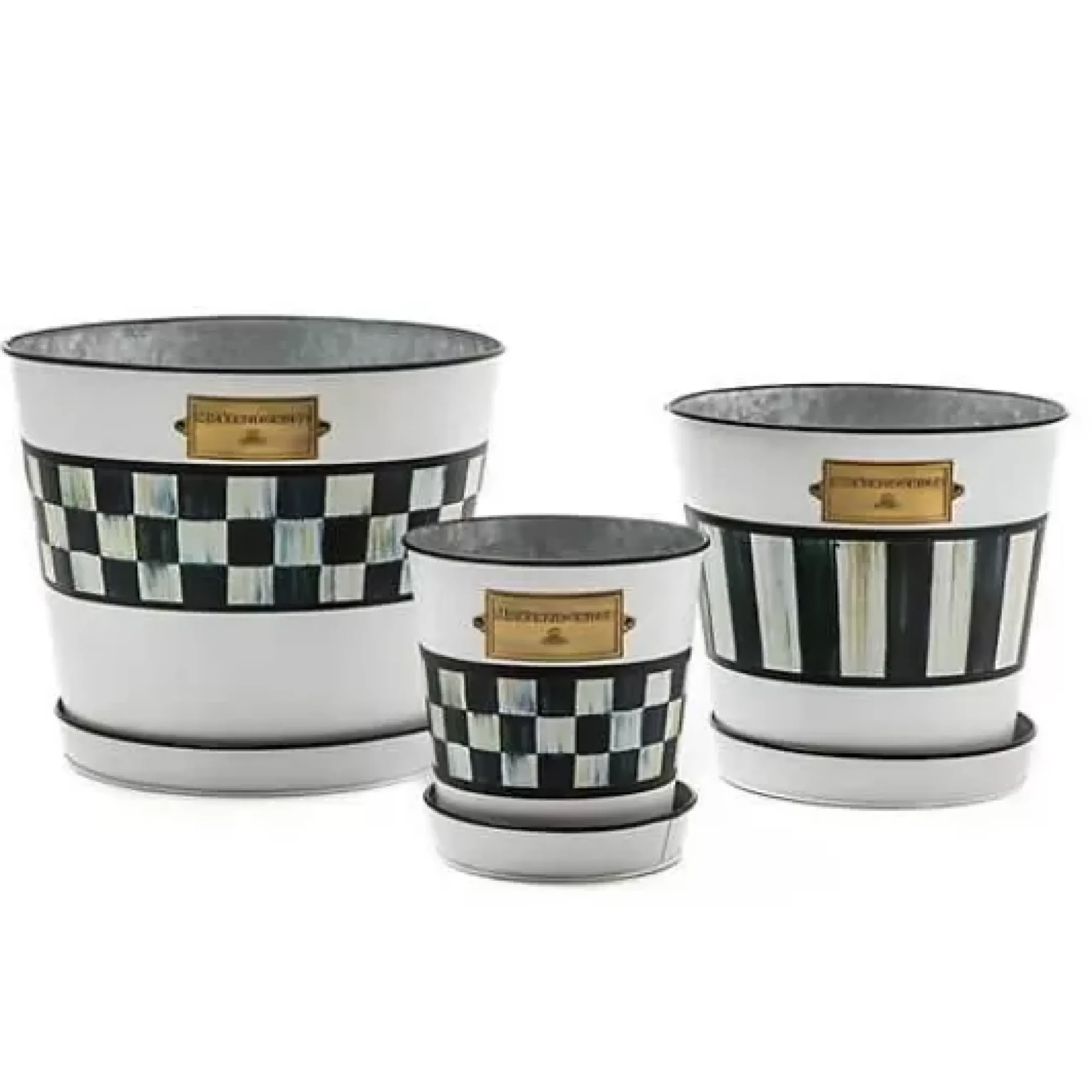 MacKenzie-Childs Spectator Pots Saucers, Set of 3< Spring|Greenery & Florals