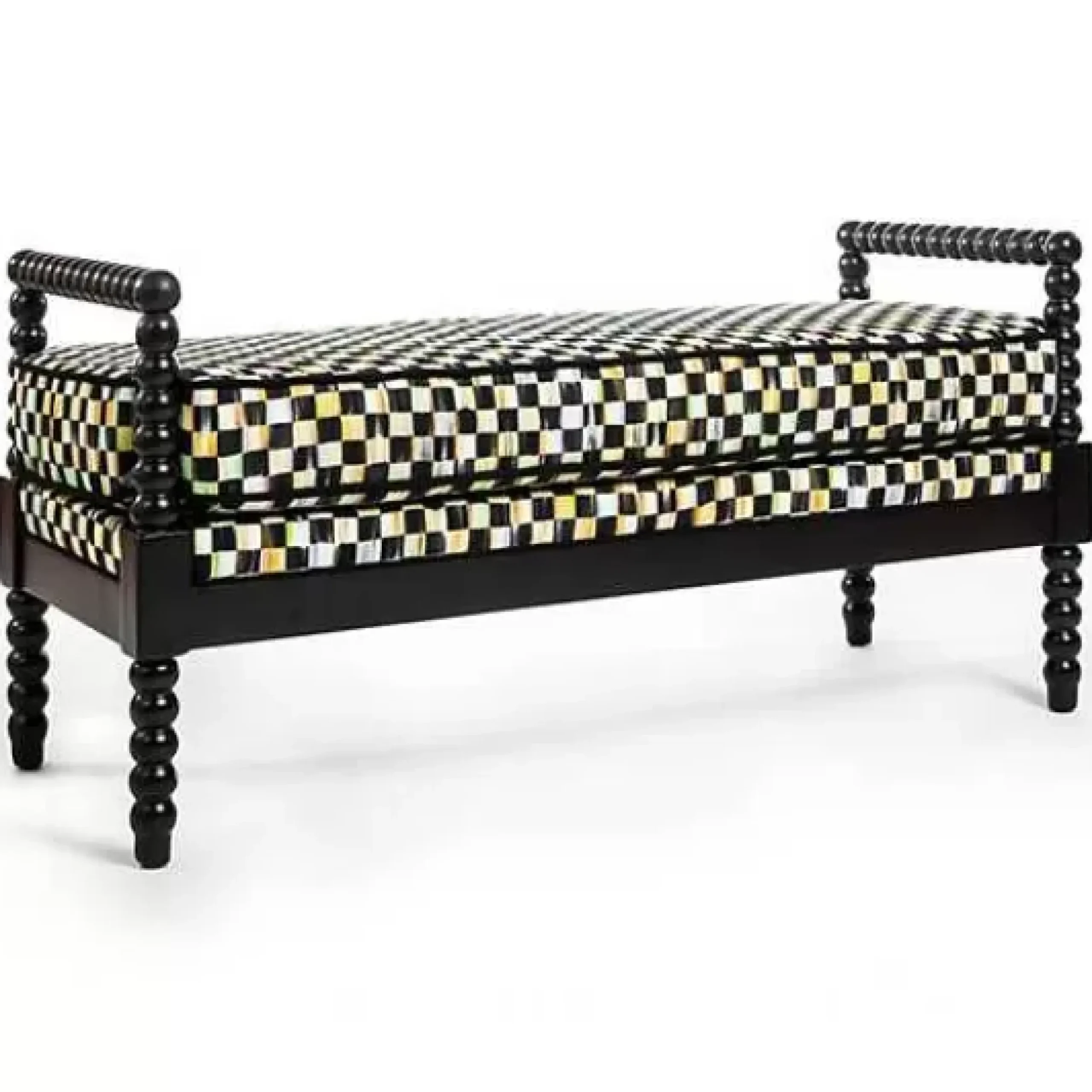 MacKenzie-Childs Spindle Check Outdoor Bench< Outdoor|Spring