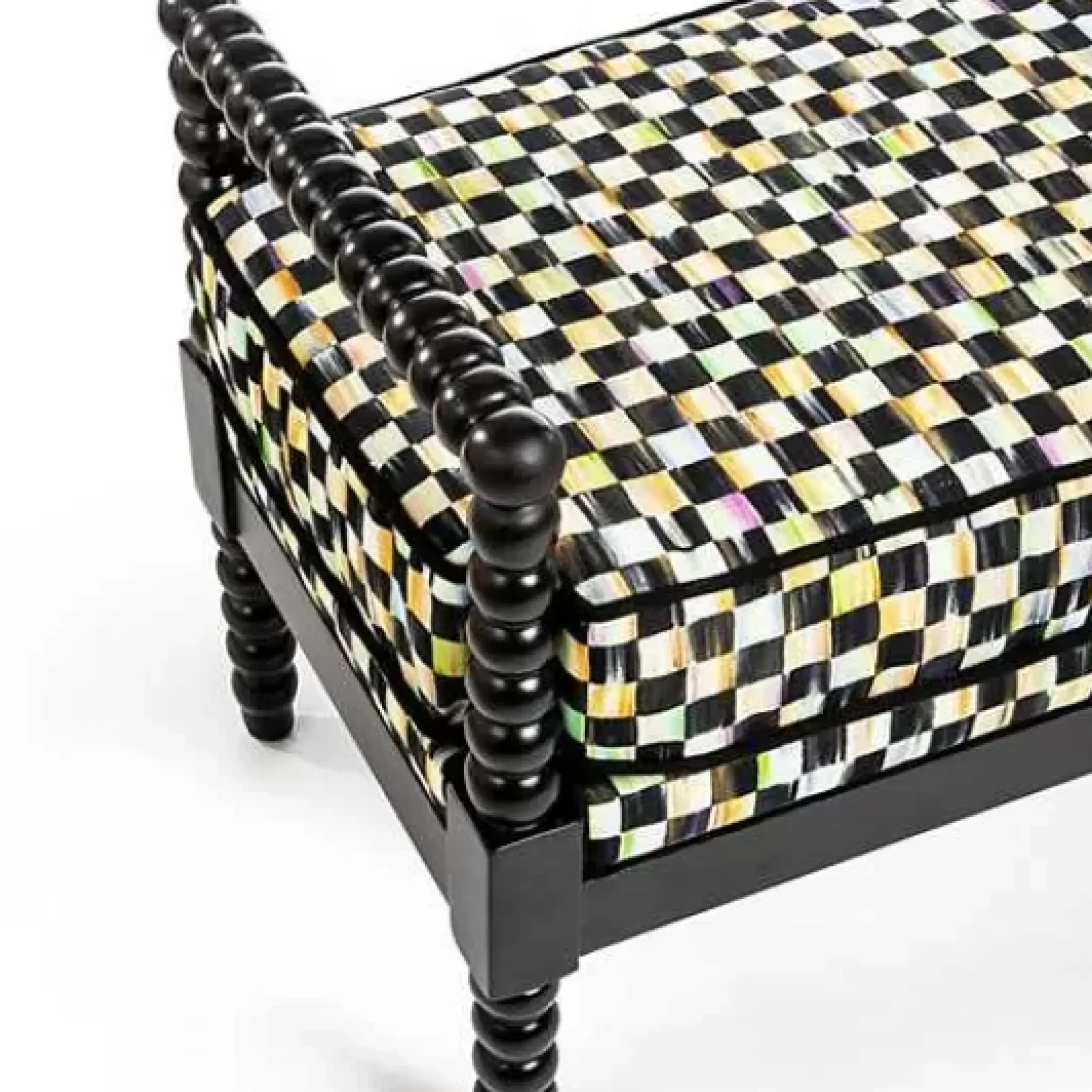 MacKenzie-Childs Spindle Check Outdoor Bench< Outdoor|Spring