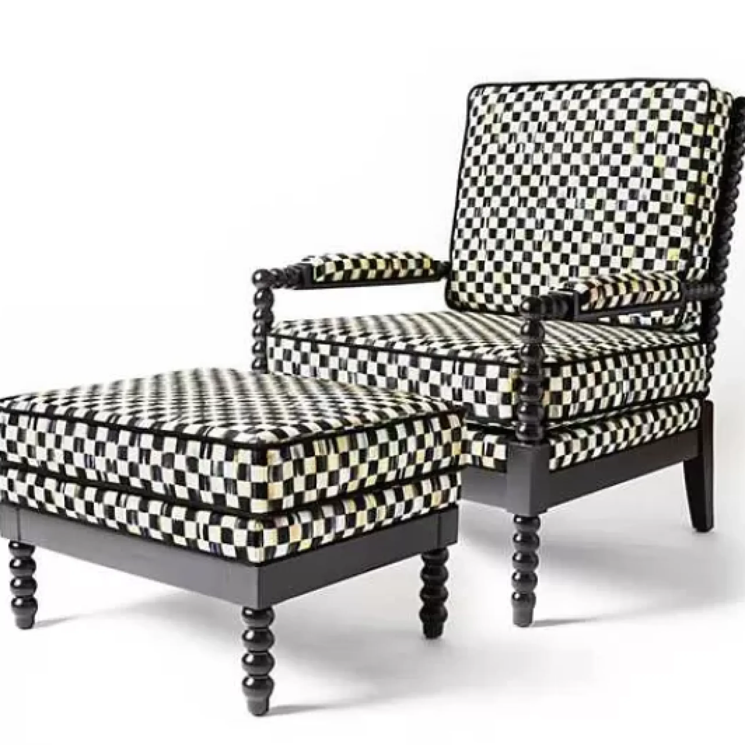 MacKenzie-Childs Spindle Check Outdoor Chair< Outdoor|Spring
