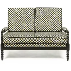 MacKenzie-Childs Spindle Check Outdoor Loveseat< Outdoor|Spring