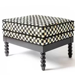 MacKenzie-Childs Spindle Check Outdoor Ottoman< Outdoor|Spring