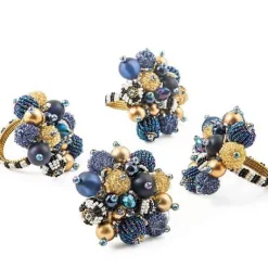 MacKenzie-Childs Starry Night Beaded Napkin Rings, Set of 4< Holiday|Kitchen & Dining Sets