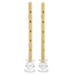MacKenzie-Childs Stars Gold Dinner Candles, Set of 2< Holiday|Candles & Fragrances