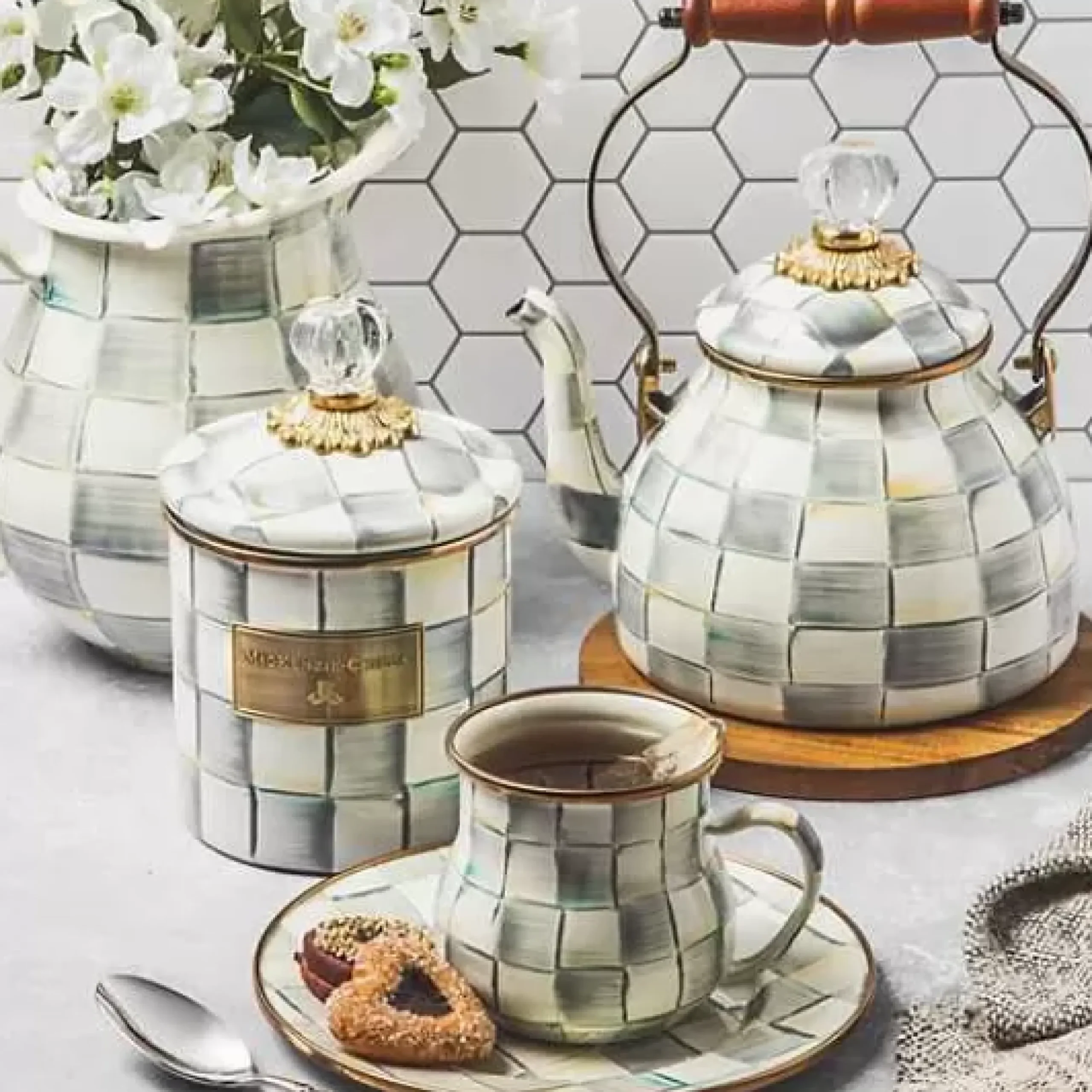 MacKenzie-Childs Sterling Check 2 Quart Tea Kettle< The Coffee Shop|Tea Kettles