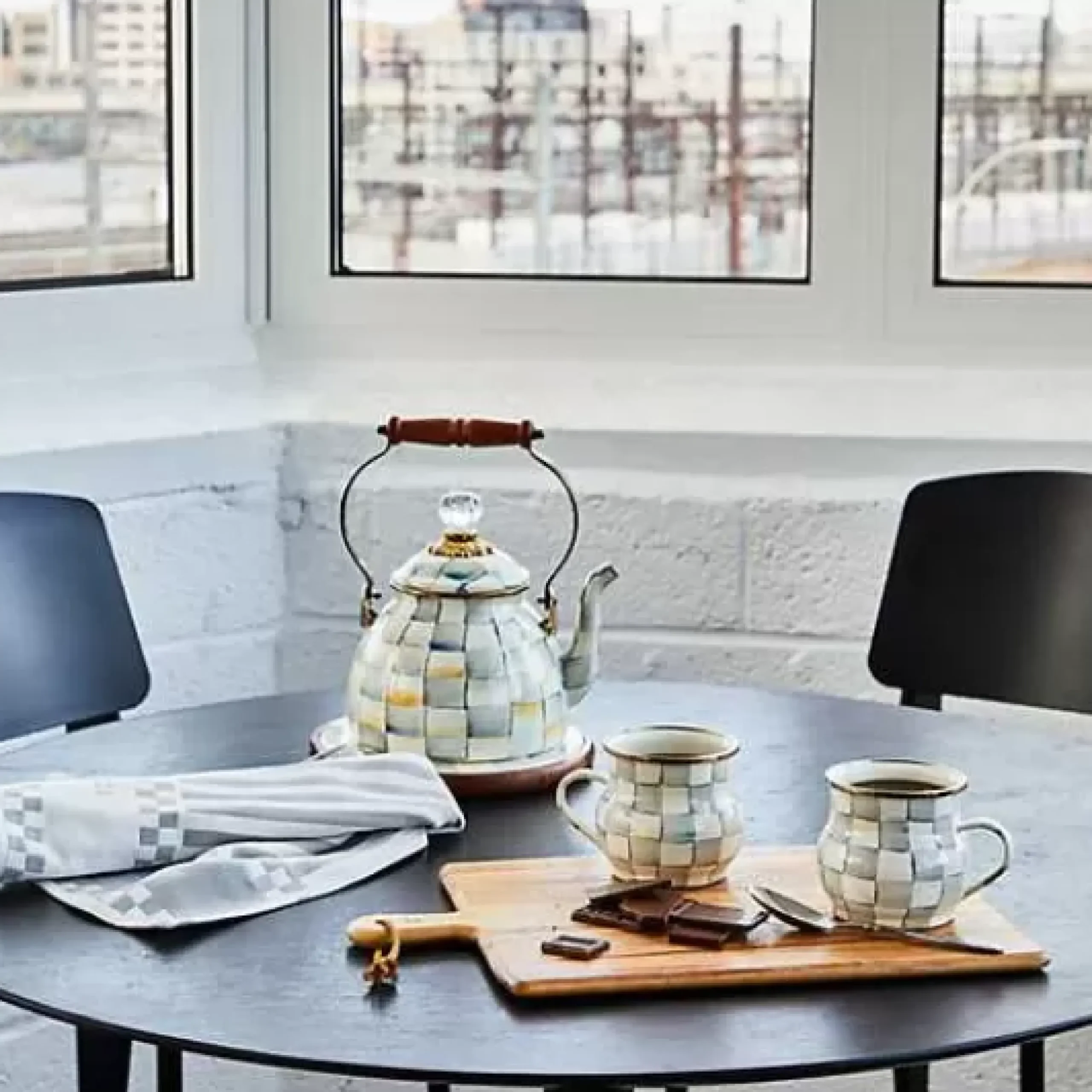 MacKenzie-Childs Sterling Check 2 Quart Tea Kettle< The Coffee Shop|Tea Kettles