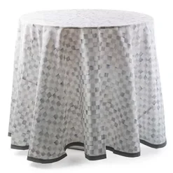 MacKenzie-Childs Sterling Check 90 Round Tablecloth< Kitchen & Table Linens