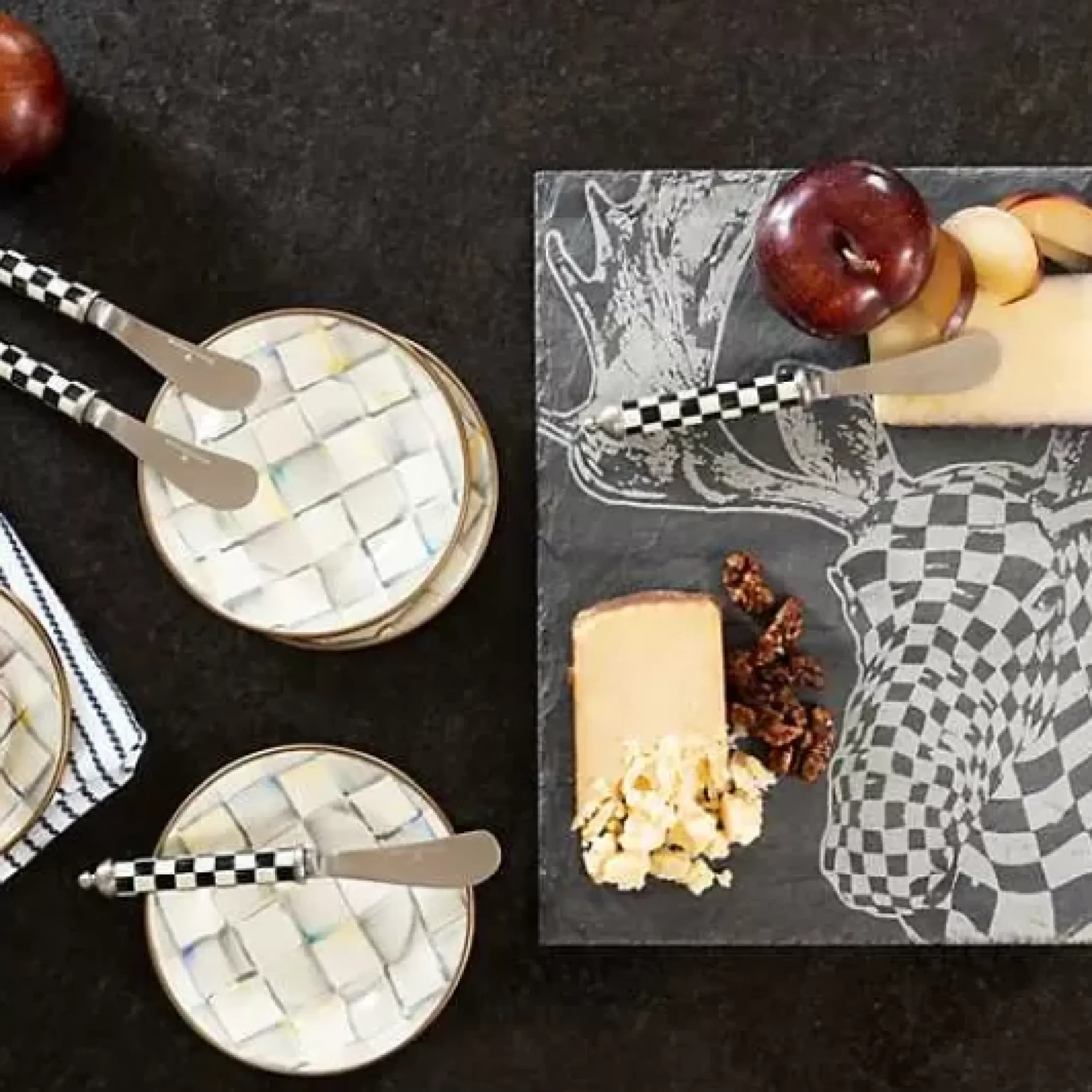 MacKenzie-Childs Sterling Check Appetizer Plates, Set of 4< Bar Entertaining|Serveware