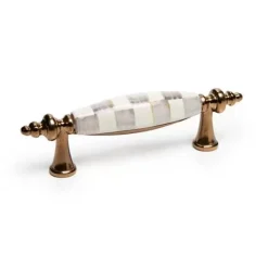 MacKenzie-Childs Sterling Check Brass Drawer Pull< Finishing Touches|Room Accents
