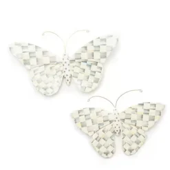 MacKenzie-Childs Sterling Check Butterfly Duo Wall Decor< Room Accents