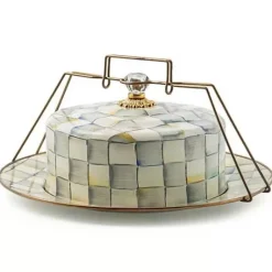 MacKenzie-Childs Sterling Check Cake Carrier< Kitchen Storage & Organization|Serveware