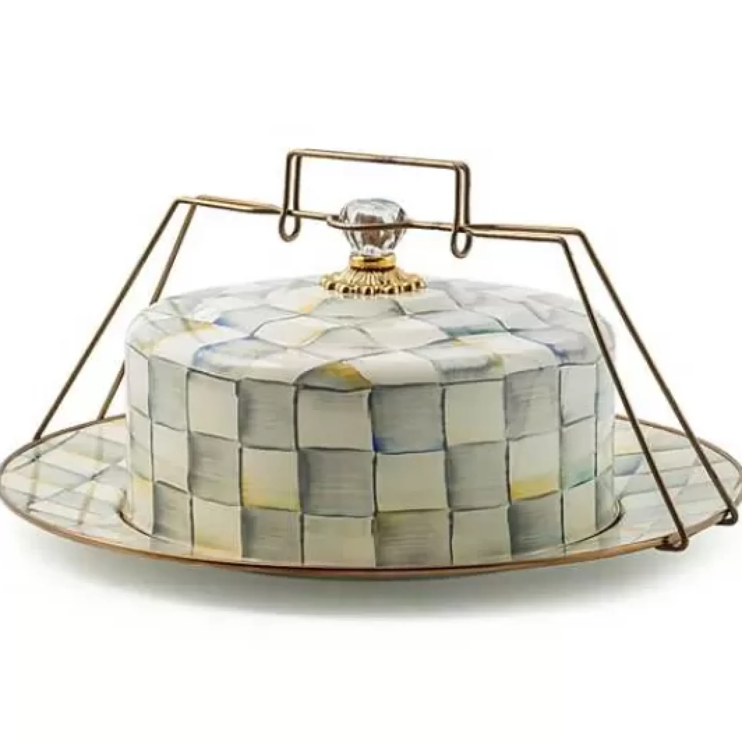 MacKenzie-Childs Sterling Check Cake Carrier< Kitchen Storage & Organization|Serveware