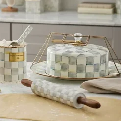 MacKenzie-Childs Sterling Check Cake Carrier< Kitchen Storage & Organization|Serveware
