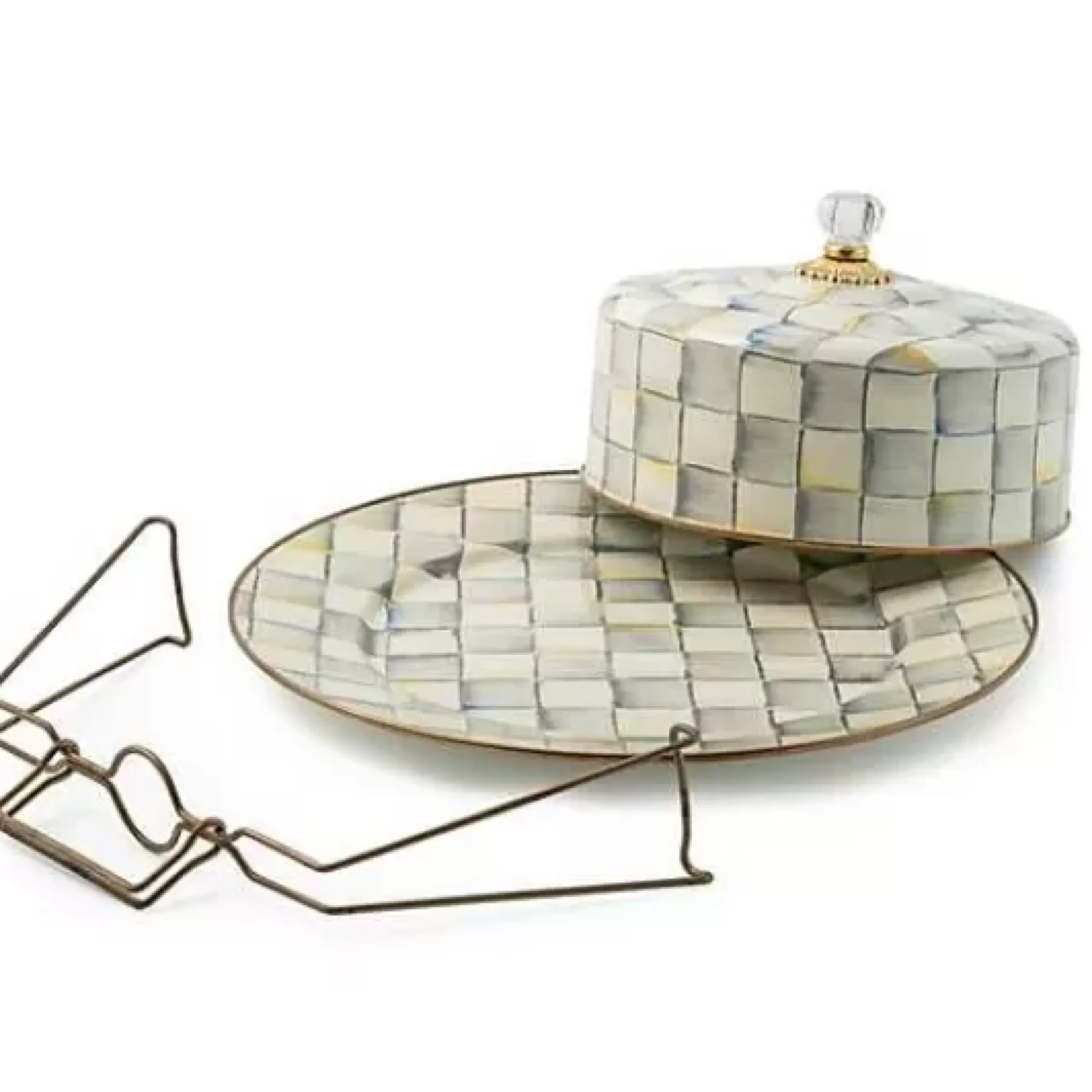 MacKenzie-Childs Sterling Check Cake Carrier< Kitchen Storage & Organization|Serveware
