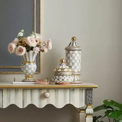MacKenzie-Childs Sterling Check Ceramic Column Canister< Kitchen Storage & Organization