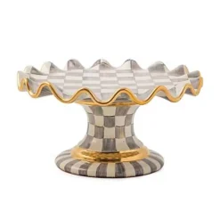 MacKenzie-Childs Sterling Check Ceramic Fluted Cake Stand< Serveware