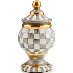 MacKenzie-Childs Sterling Check Ceramic Globe Canister< Kitchen Storage & Organization