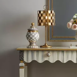 MacKenzie-Childs Sterling Check Ceramic Globe Canister< Kitchen Storage & Organization