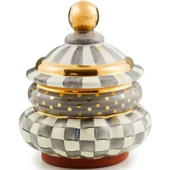 MacKenzie-Childs Sterling Check Ceramic Groovy Canister< Kitchen Storage & Organization