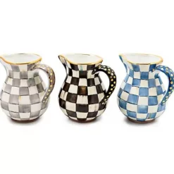 MacKenzie-Childs Sterling Check Ceramic Portly Pitcher< Bar Entertaining|Serveware