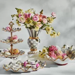 MacKenzie-Childs Sterling Check Ceramic Three Tier Sweet Stand< Bar Entertaining|Serveware