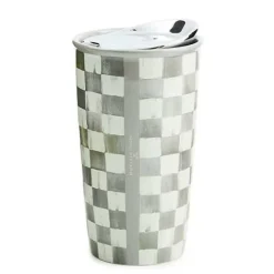 MacKenzie-Childs Sterling Check Ceramic Travel Cup< Accessories|The Coffee Shop
