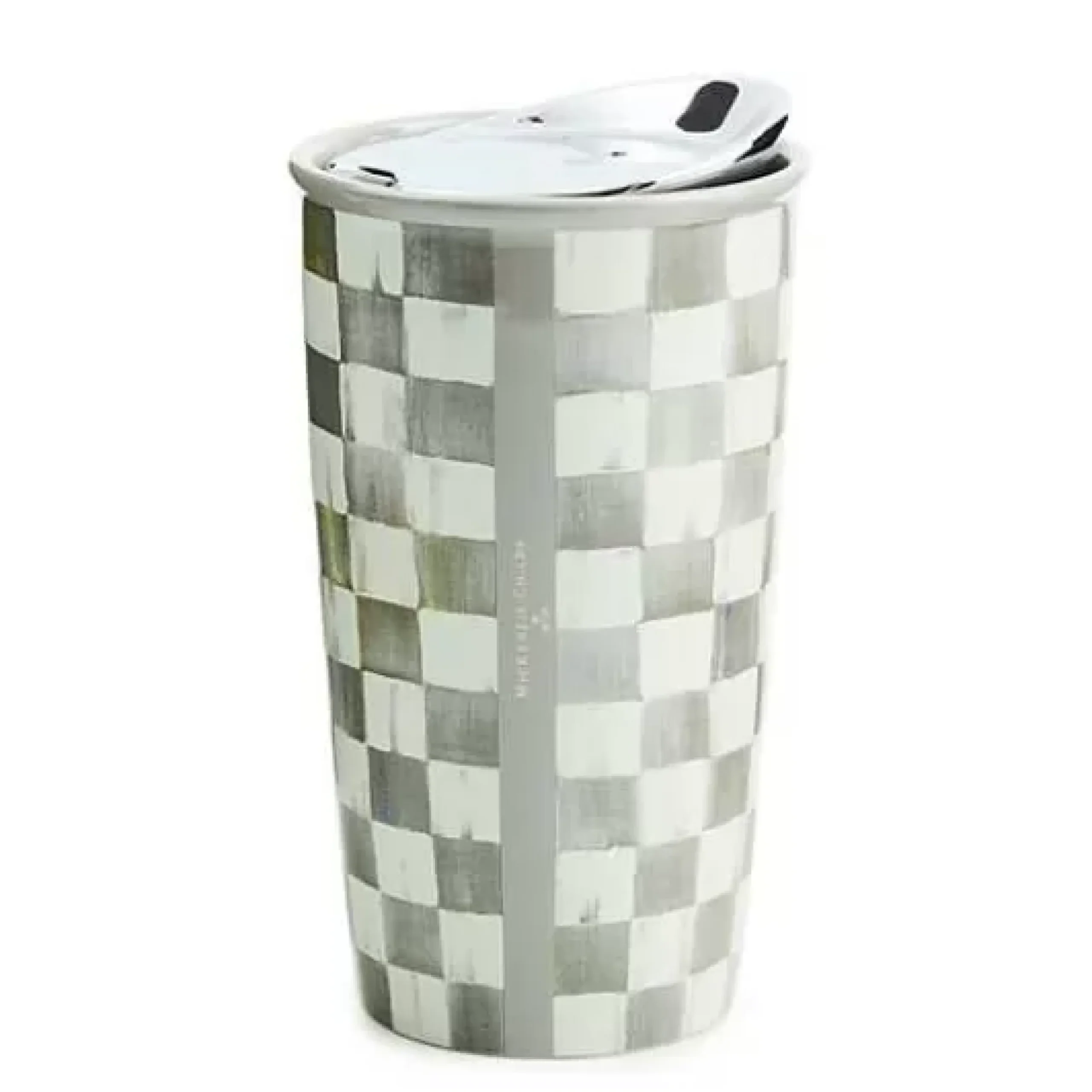 MacKenzie-Childs Sterling Check Ceramic Travel Cup< Accessories|The Coffee Shop