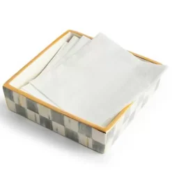 MacKenzie-Childs Sterling Check Cocktail Napkin Holder< Table Accessories|Kitchen Storage & Organization