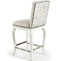 MacKenzie-Childs Sterling Check Counter Stool with Back< Dining Room & Kitchen