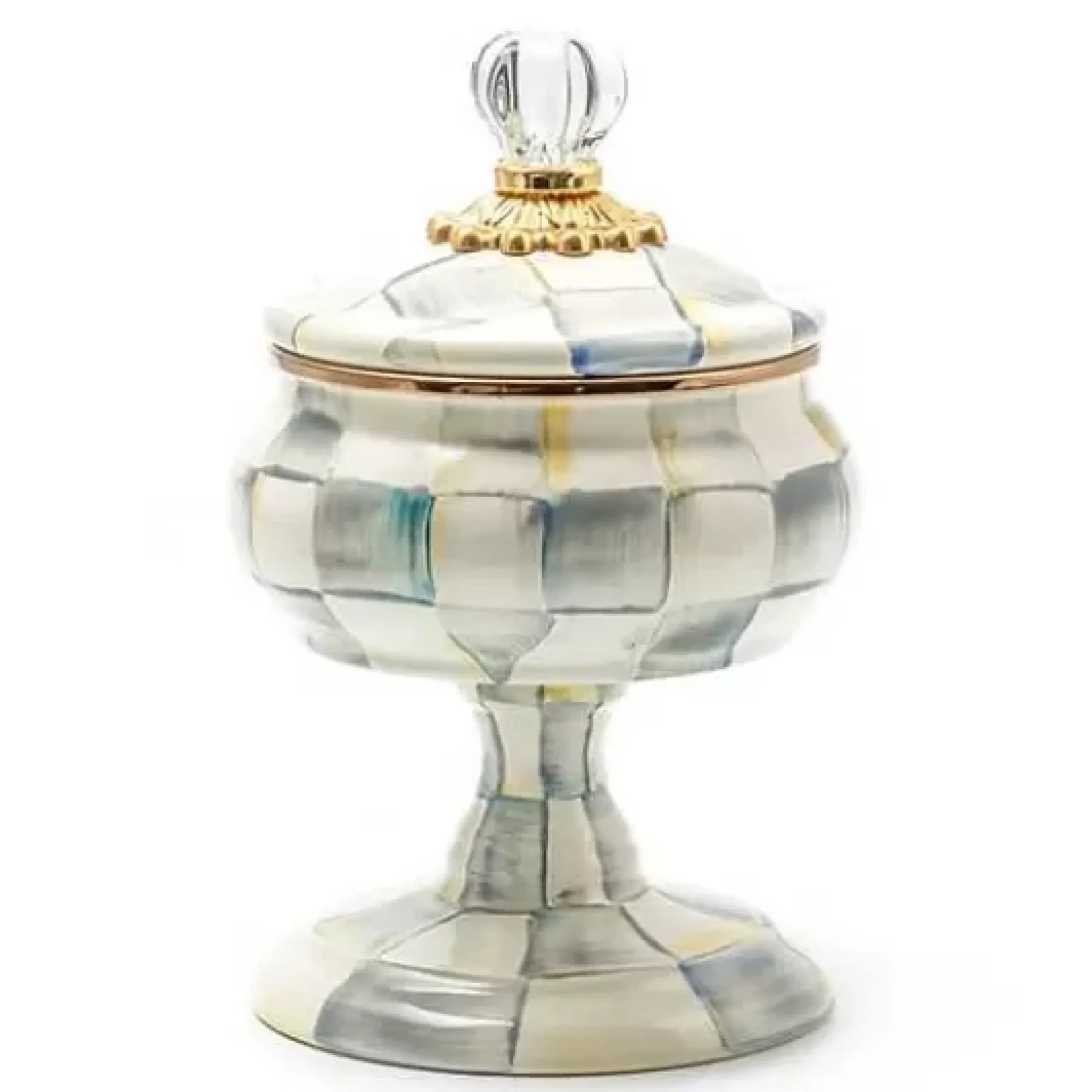 MacKenzie-Childs Sterling Check Curiosity Pot< Bath & Bath Accessories|Room Accents