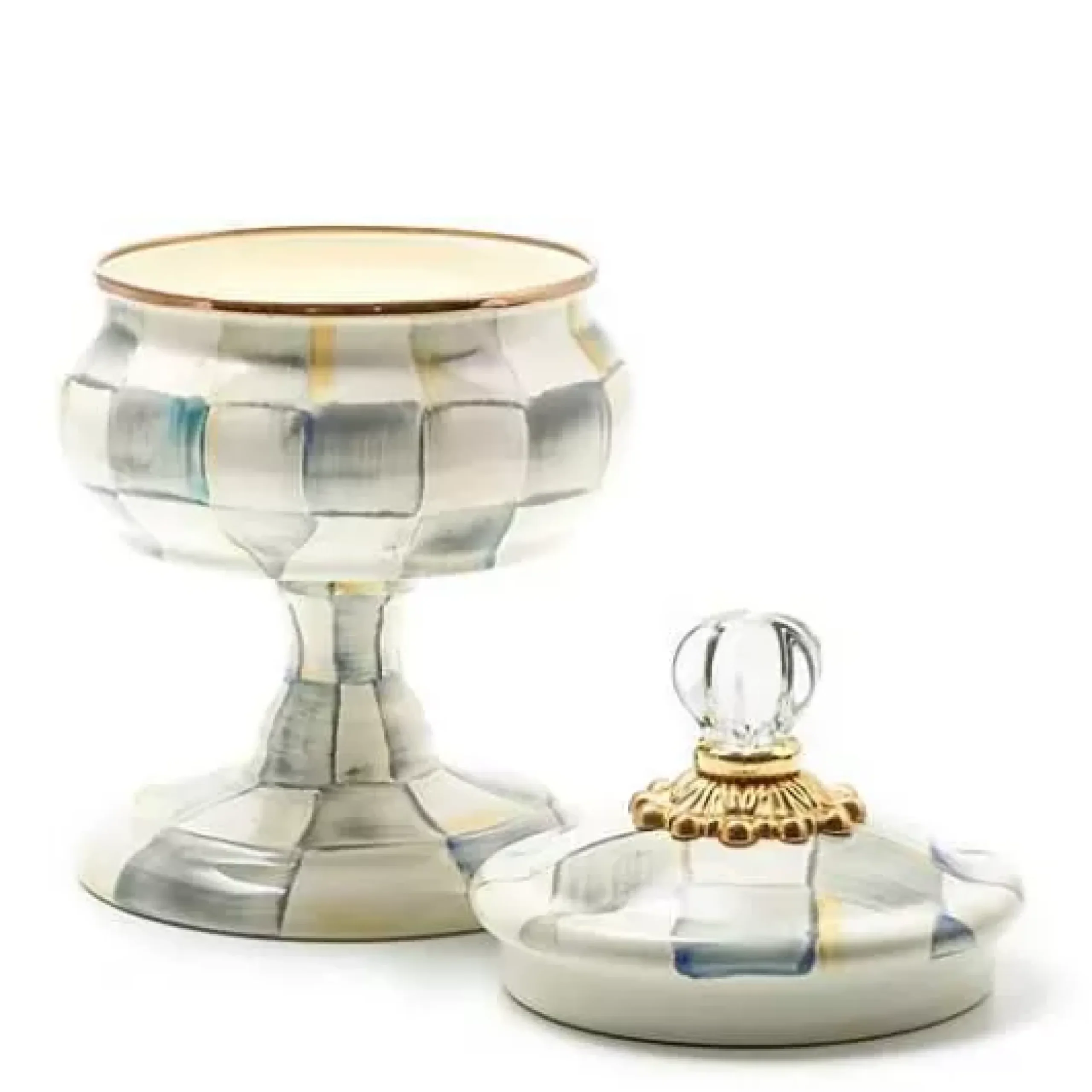MacKenzie-Childs Sterling Check Curiosity Pot< Bath & Bath Accessories|Room Accents