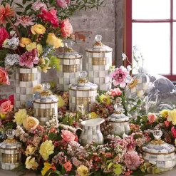 MacKenzie-Childs Sterling Check Demi Canister< Room Accents|Kitchen Storage & Organization