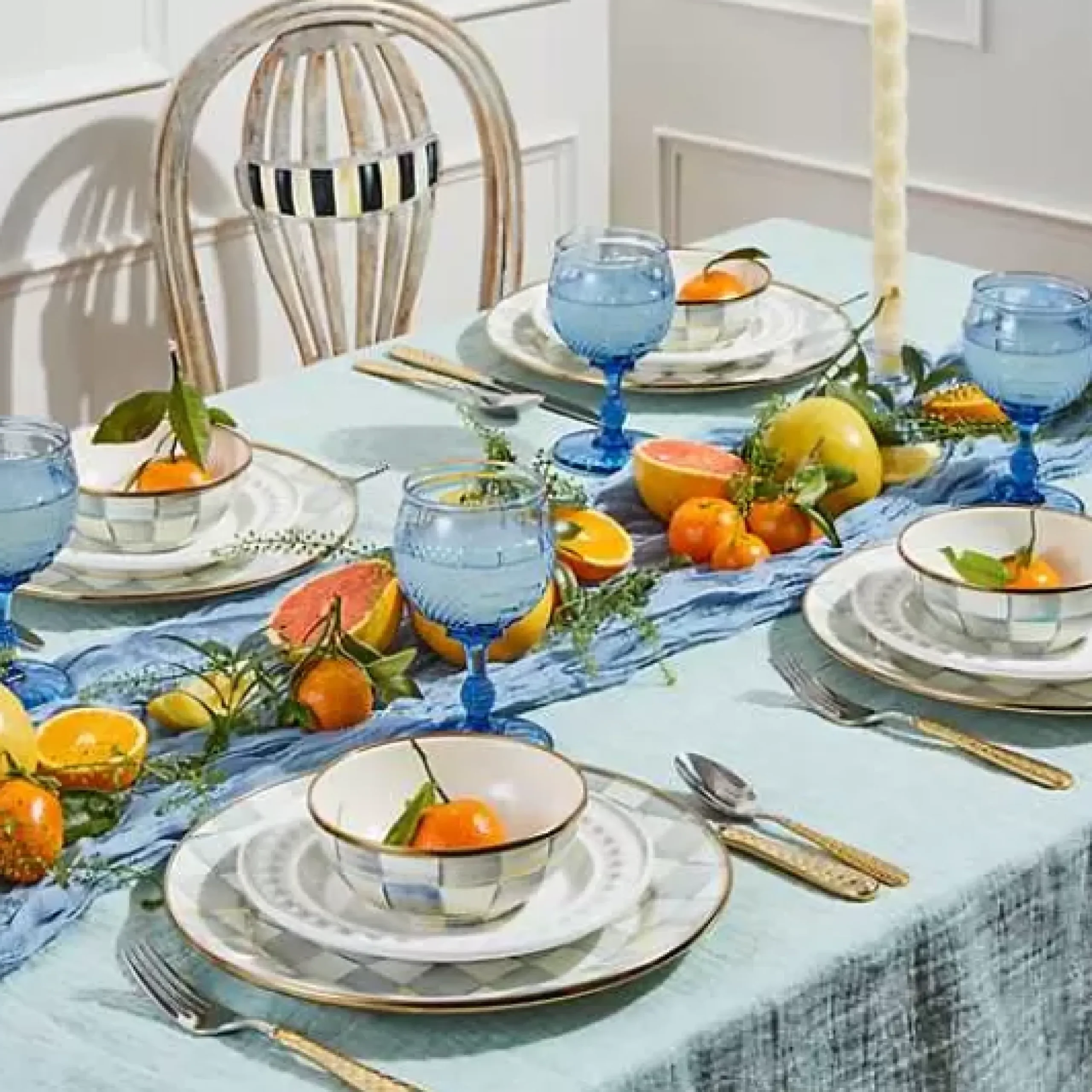 MacKenzie-Childs Sterling Check Dinner Plate< Dinnerware & Flatware