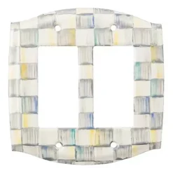MacKenzie-Childs Sterling Check Double Rocker Switch Plate< Finishing Touches|Room Accents