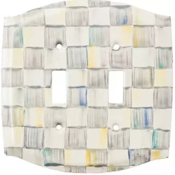 MacKenzie-Childs Sterling Check Double Toggle Switch Plate< Finishing Touches|Room Accents