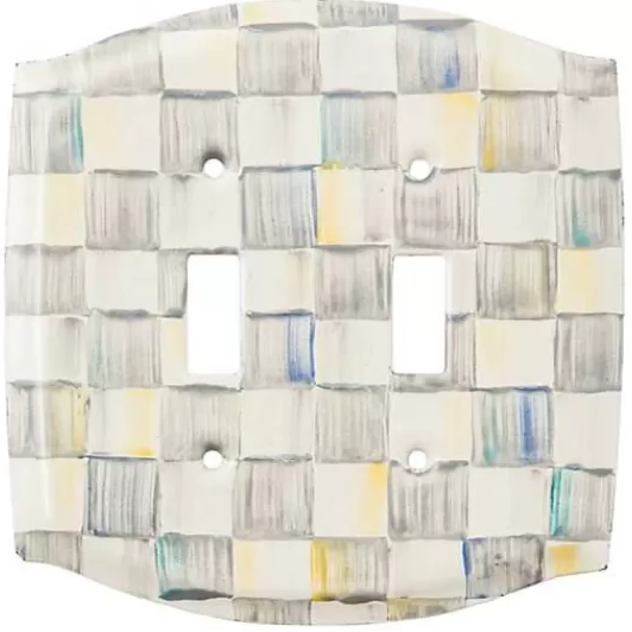 MacKenzie-Childs Sterling Check Double Toggle Switch Plate< Finishing Touches|Room Accents