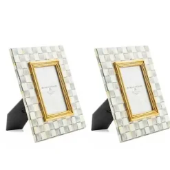 MacKenzie-Childs Sterling Check Enamel 4 x 6 Frames, Set of 2< Decor Sets|Room Accents