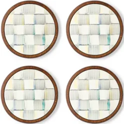 MacKenzie-Childs Sterling Check Enamel Coasters, Set of 4< Fall Entertaining|Table Accessories