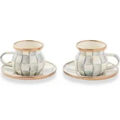 MacKenzie-Childs Sterling Check Espresso Cup  Saucer Set< The Coffee Shop|Drinkware