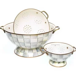 MacKenzie-Childs Sterling Check Everything Bowl  Colanders Set< Kitchen & Dining Sets|Kitchen Utensils & Tools