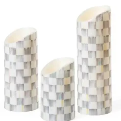 MacKenzie-Childs Sterling Check Flicker Candles - Set of 3< Decor Sets|Candles & Fragrances