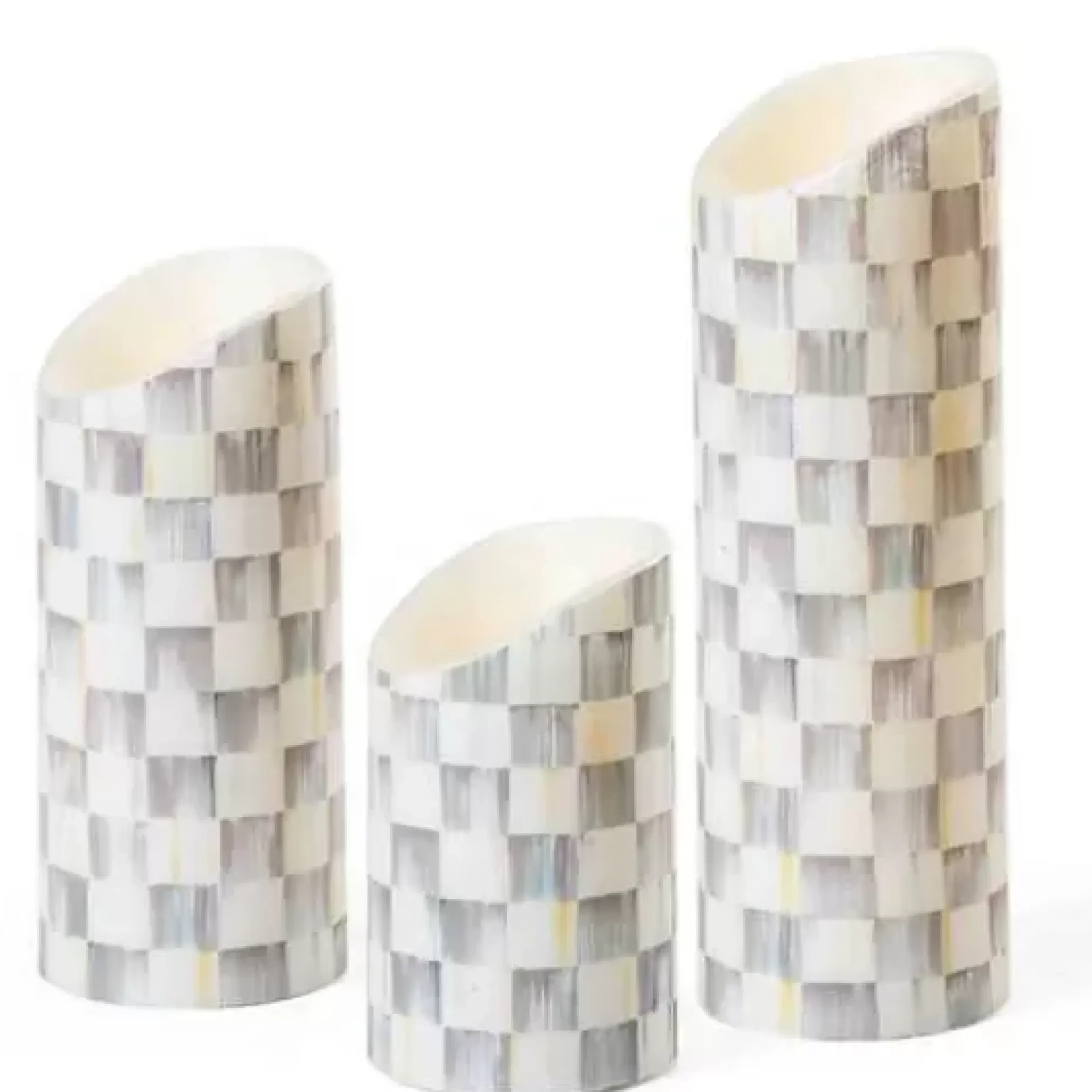 MacKenzie-Childs Sterling Check Flicker Candles - Set of 3< Decor Sets|Candles & Fragrances
