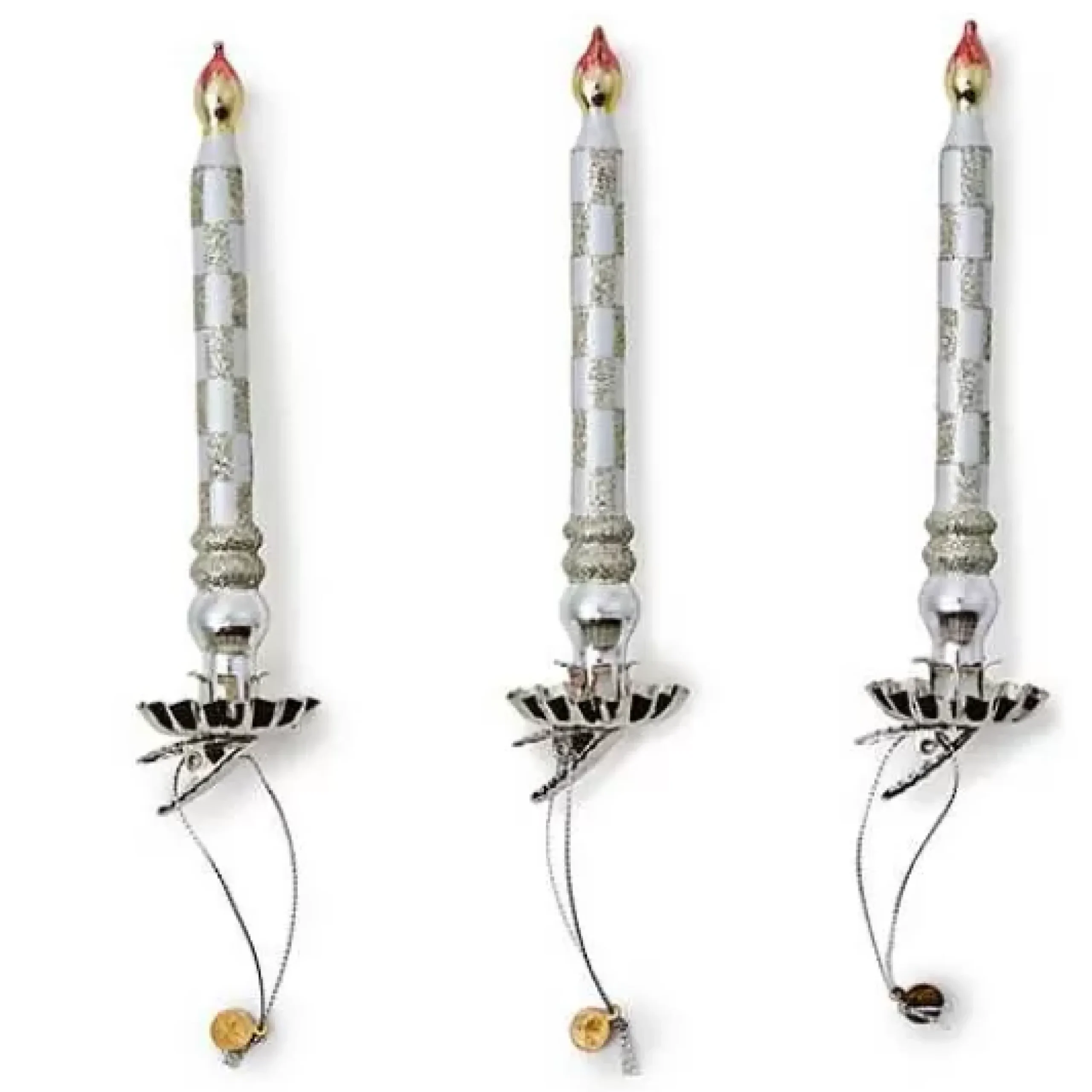 MacKenzie-Childs Sterling Check Glass Candle Clips, Set of 3< Decor Sets|Room Accents