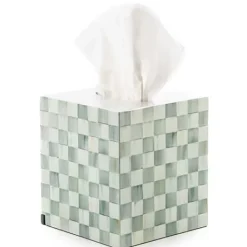 MacKenzie-Childs Sterling Check Lacquer Boutique Tissue Box Cover< Bath & Bath Accessories