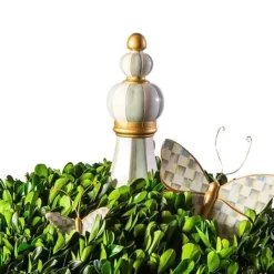 MacKenzie-Childs Sterling Check Large Boxwood Centerpiece< Spring|Greenery & Florals