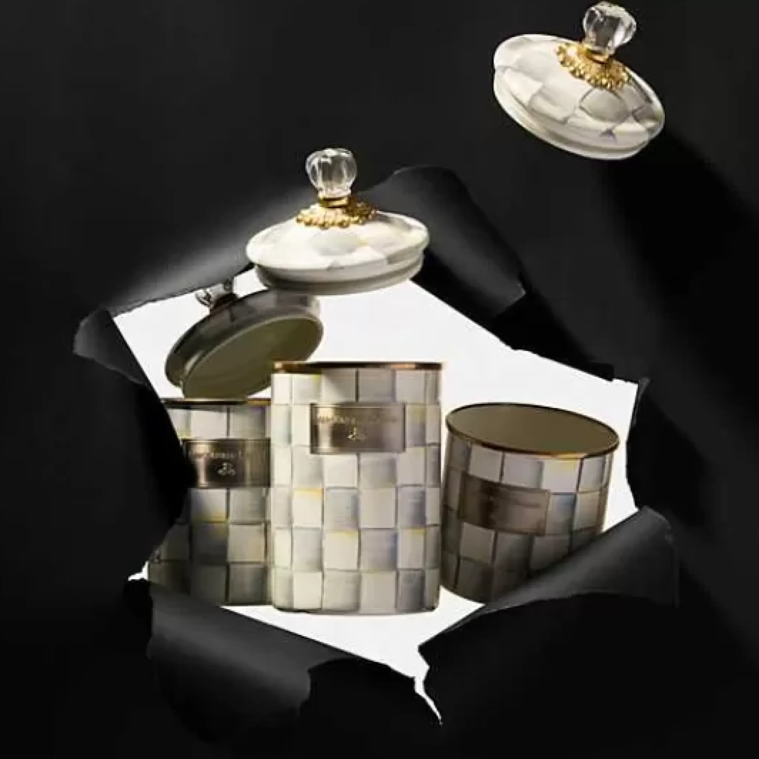 MacKenzie-Childs Sterling Check Large Canister< Room Accents|Kitchen Storage & Organization