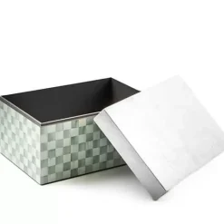 MacKenzie-Childs Sterling Check Large Lacquer Decorative Box with Silver Lid< Bath & Bath Accessories